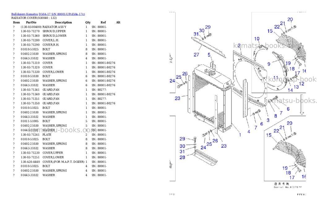 Komatsu D50A-17 S/N 80001-UP Parts catalog cover Page 3
