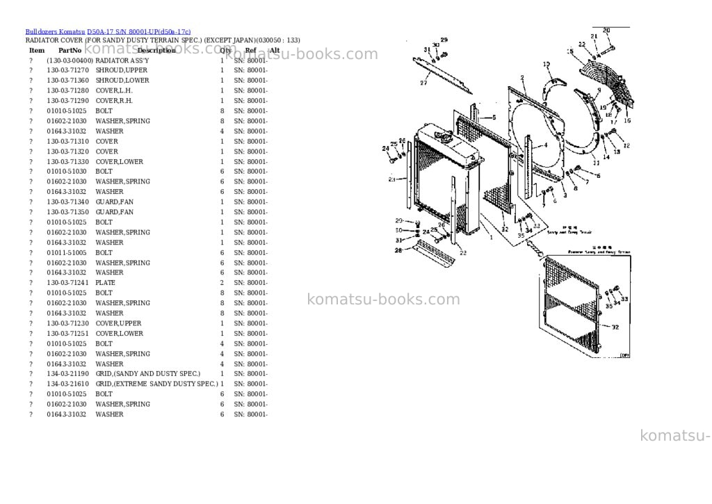 Komatsu D50A-17 S/N 80001-UP Parts catalog cover Page 4