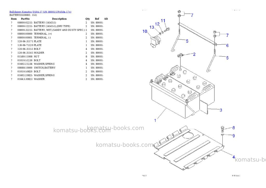 Komatsu D50A-17 S/N 80001-UP Parts catalog cover Page 7