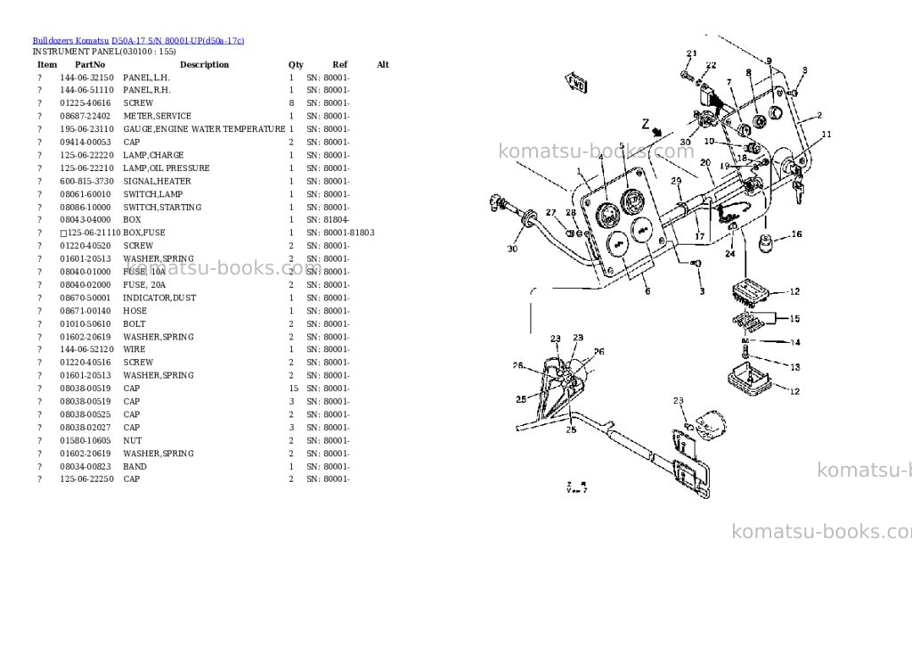 Komatsu D50A-17 S/N 80001-UP Parts catalog cover Page 9