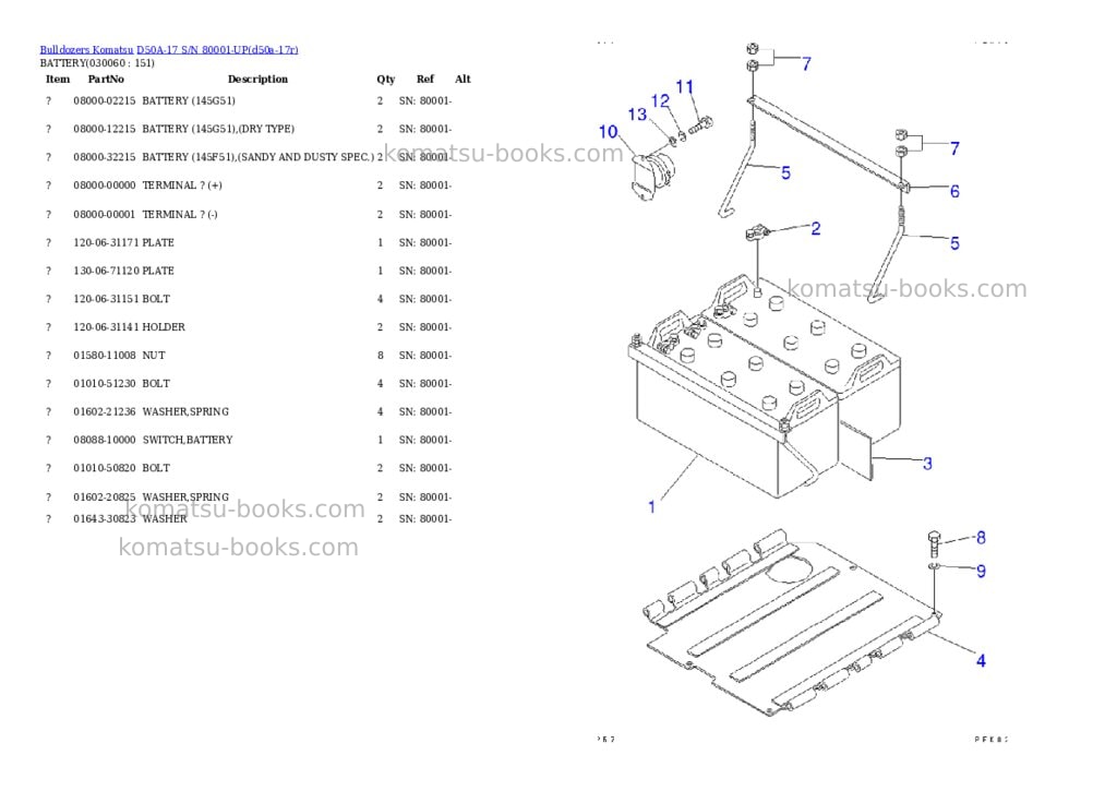 Komatsu d50a-17 s/n 80001-up Parts catalog cover Page 5