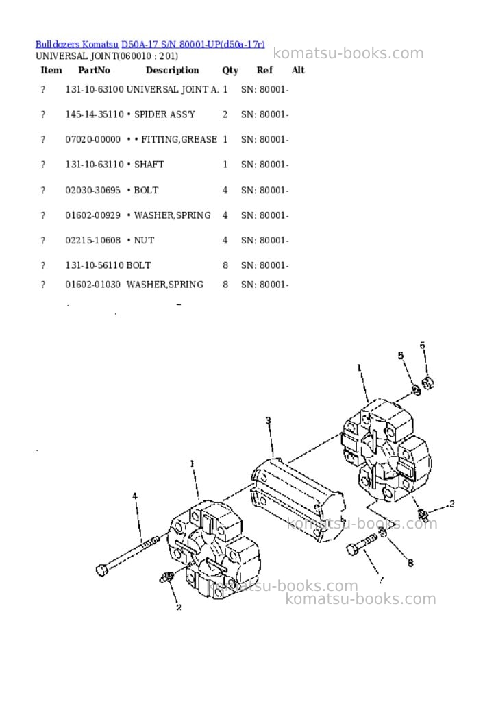 Komatsu d50a-17 s/n 80001-up Parts catalog cover Page 9