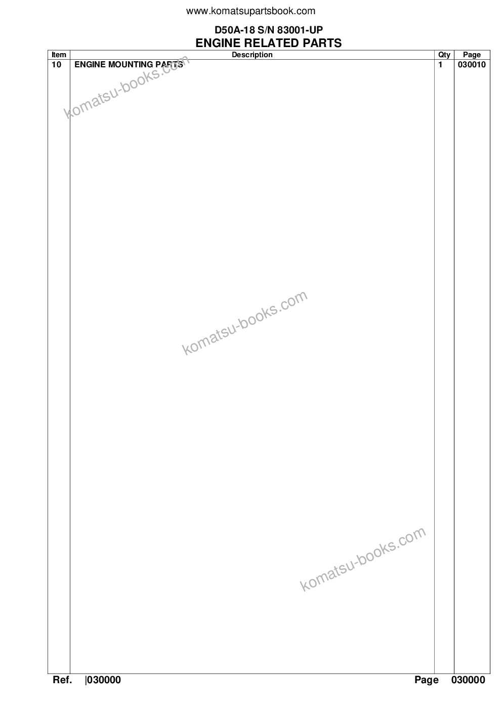 Komatsu d50a-18 s/n 83001-up Parts catalog cover Page 2 Komatsu d50a-18 s/n 83001-up Parts catalog cover Page 2