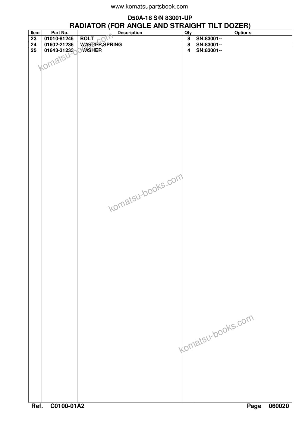 Komatsu d50a-18 s/n 83001-up Parts catalog cover Page 8 Komatsu d50a-18 s/n 83001-up Parts catalog cover Page 8