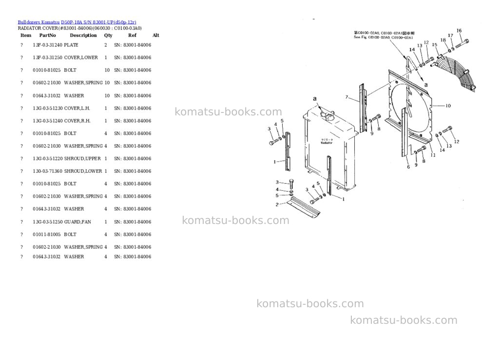 Komatsu d50p-18a s/n 83001-up Parts catalog cover Page 3