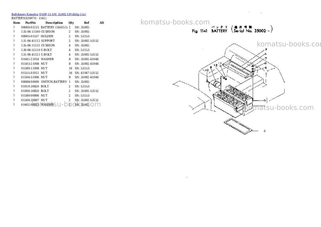 Komatsu d50p-15 s/n 35002-up Parts catalog cover Page 6
