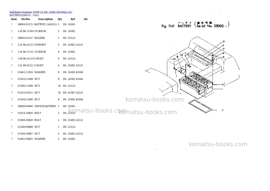 Komatsu D50P-15 S/N 35002-UP Parts catalog cover Page 6