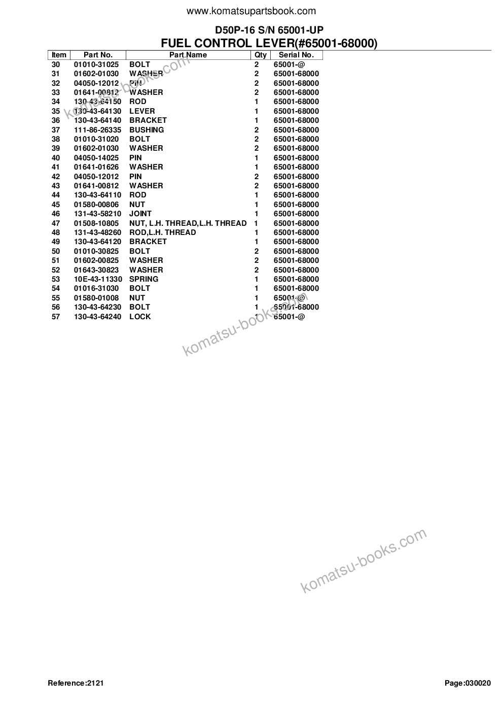 Komatsu d50p-16 s/n 65001-up Catalogo ricambi copertina Pagina 5