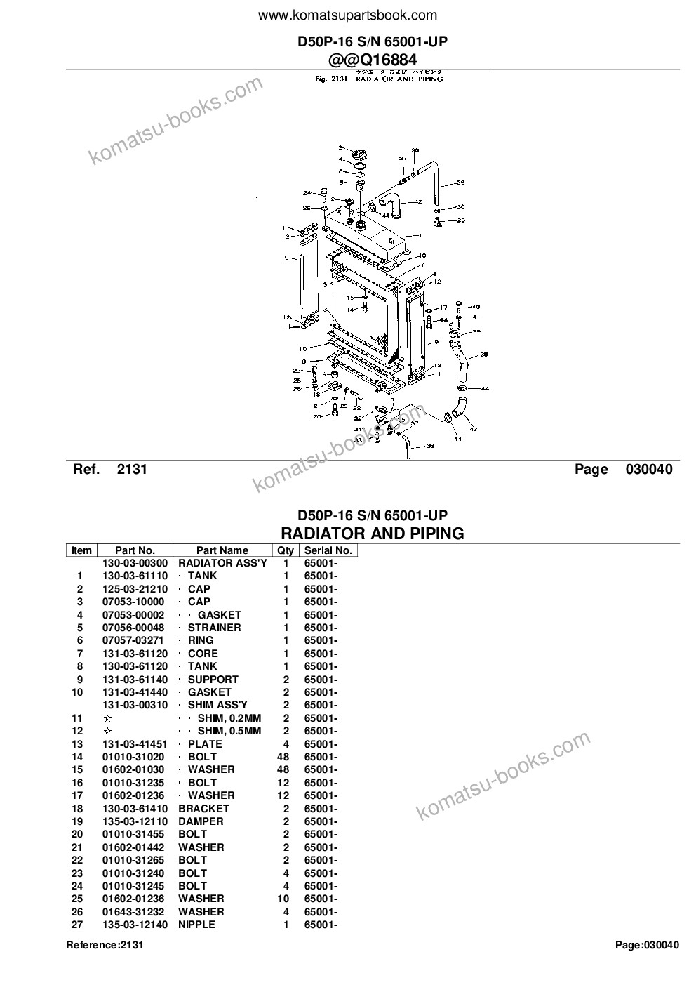 Komatsu d50p-16 s/n 65001-up Catalogo ricambi copertina Pagina 8