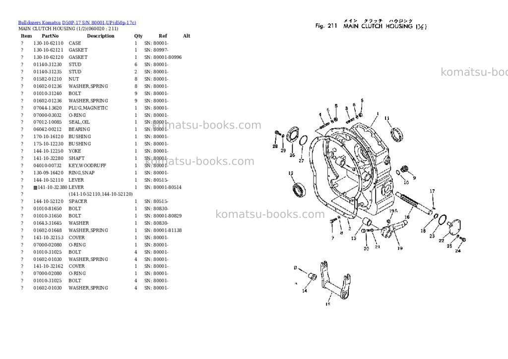 Komatsu d50p-17 s/n 80001-up Parts catalog cover Page 10