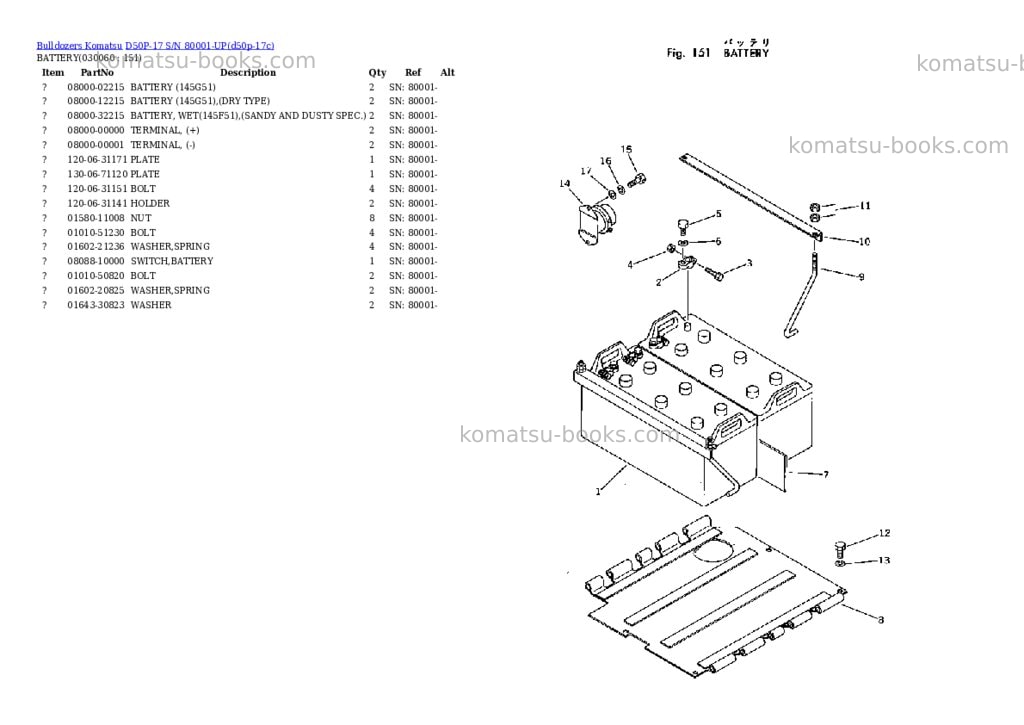 Komatsu d50p-17 s/n 80001-up Parts catalog cover Page 5
