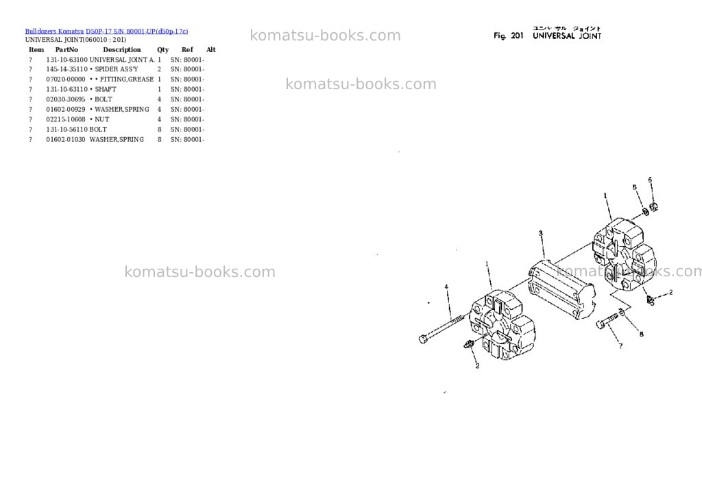Komatsu d50p-17 s/n 80001-up Parts catalog cover Page 9