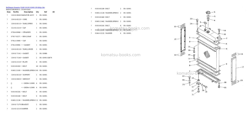 Komatsu d50p-18 s/n 83001-up Parts catalog cover
