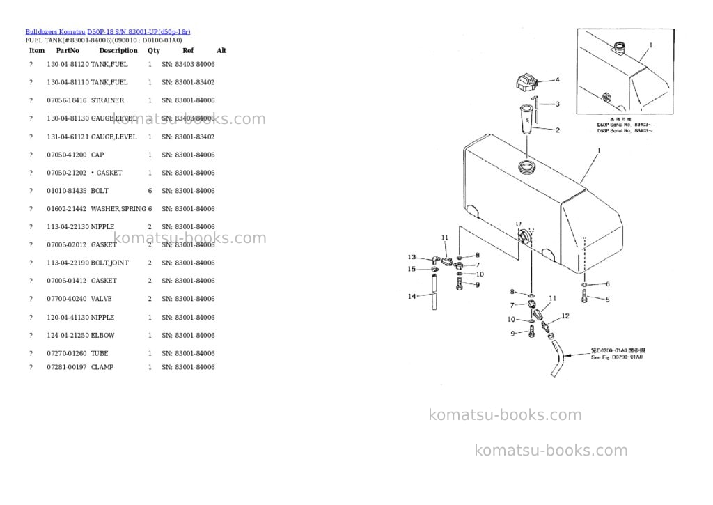 Komatsu d50p-18 s/n 83001-up Parts catalog cover Page 5