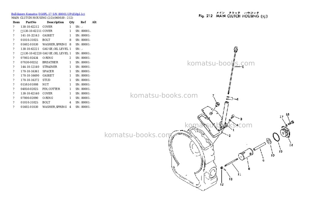Komatsu d50pl-17 s/n 80001-up Parts catalog cover Page 10