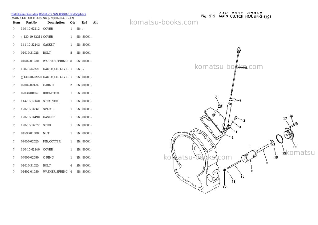 Komatsu D50PL-17 S/N 80001-UP Parts catalog cover Page 10