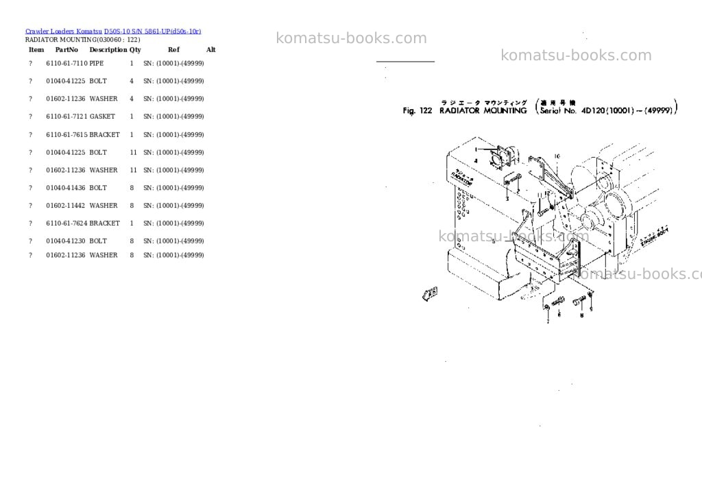 Komatsu d50s-10 s/n 5861-up Parts catalog cover Page 5 Komatsu d50s-10 s/n 5861-up Parts catalog cover Page 5