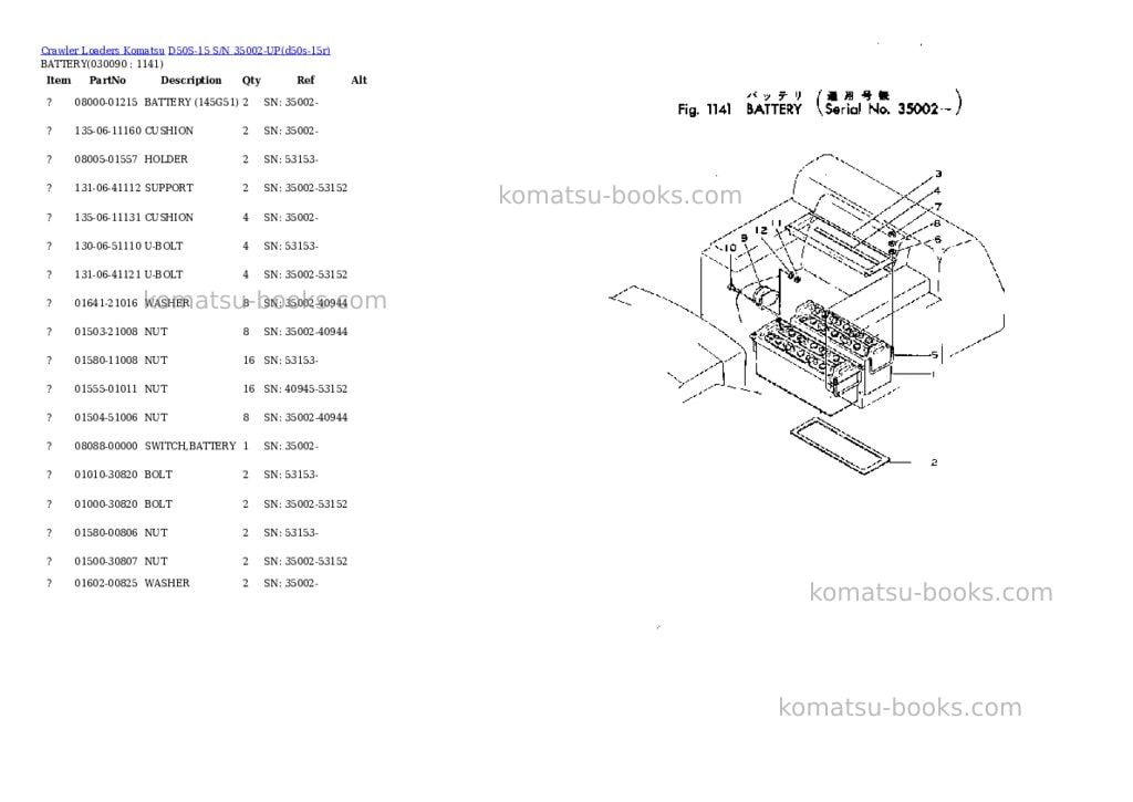 Komatsu d50s-15 s/n 35002-up Parts catalog cover Page 8 Komatsu d50s-15 s/n 35002-up Parts catalog cover Page 8