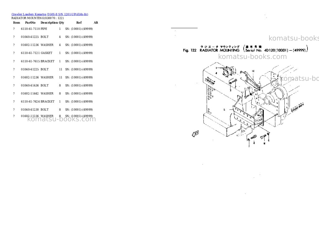 Komatsu d50s-8 s/n 1201-up Parts catalog cover Page 6