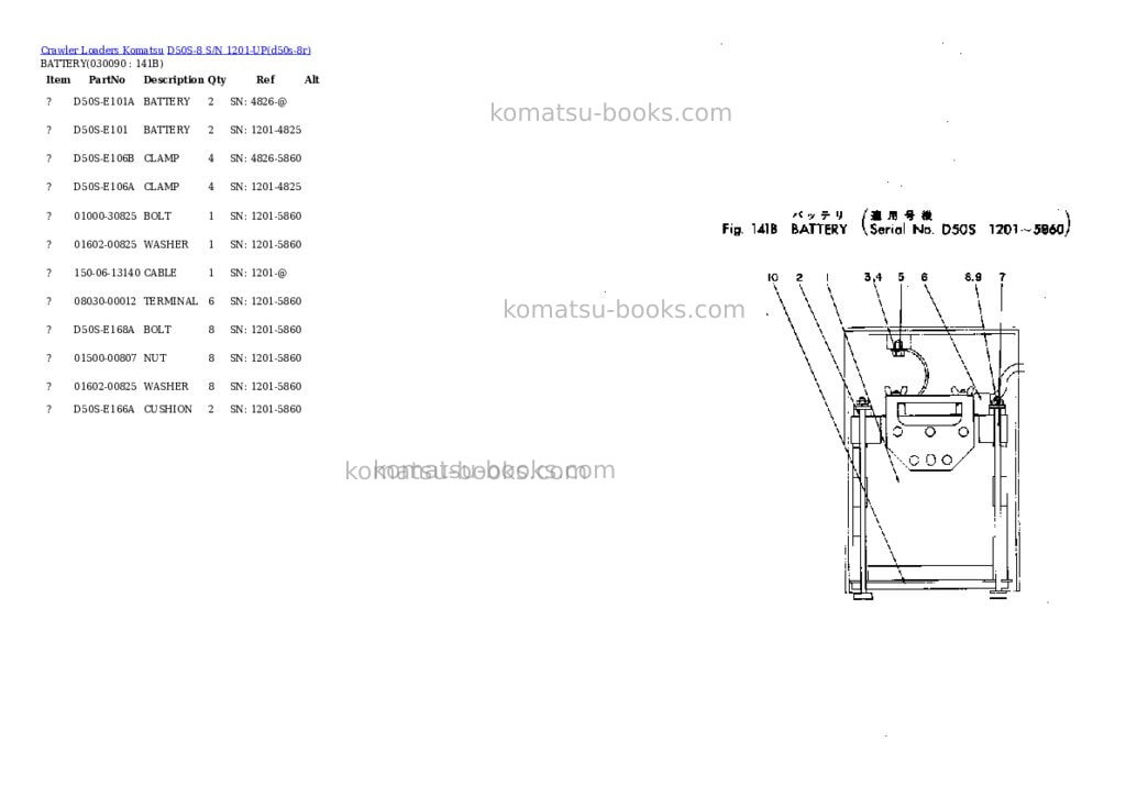 Komatsu d50s-8 s/n 1201-up Parts catalog cover Page 8