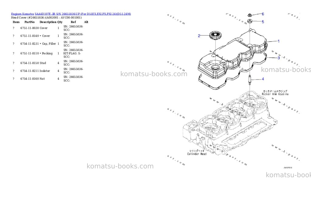 Komatsu saa4d107e-3b s/n 26655036-up for d51ex,exi,px,pxi-24 Parts catalog cover Page 2