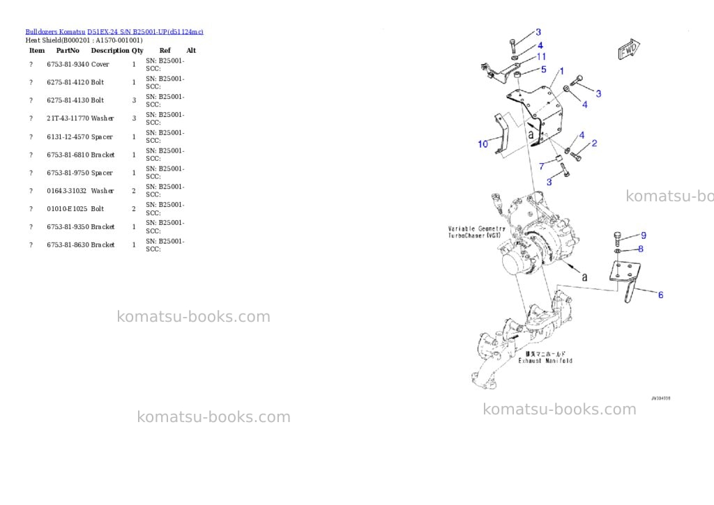 Komatsu D51EX-24 S/N B25001-UP Parts catalog cover