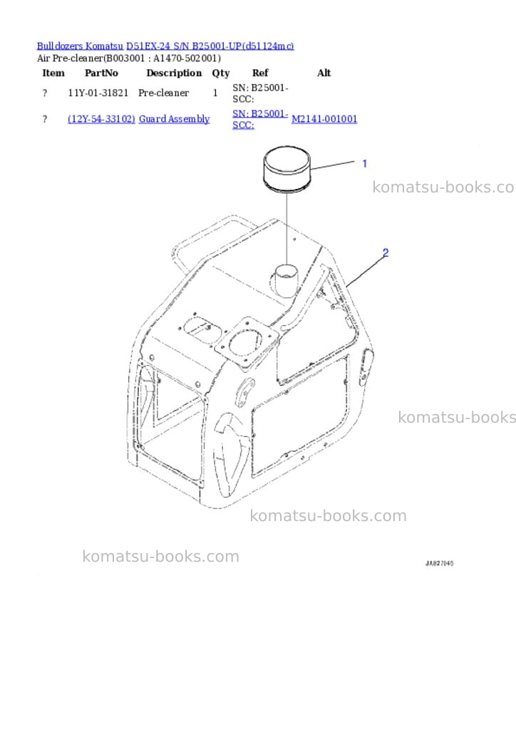 Komatsu D51EX-24 S/N B25001-UP Parts catalog cover Page 9