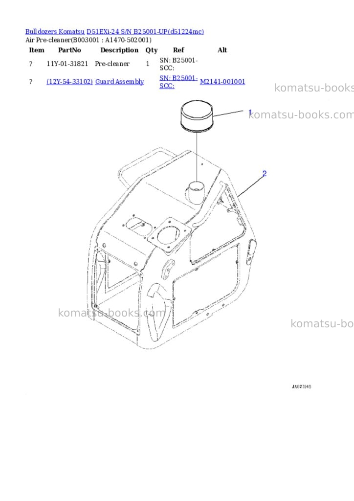 Komatsu D51EXi-24 S/N B25001-UP Parts catalog cover Page 9