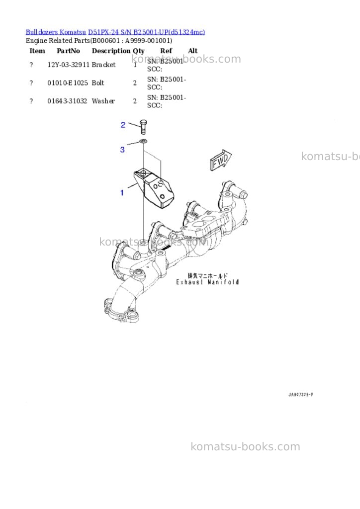 Komatsu D51PX-24 S/N B25001-UP Parts catalog cover Page 5