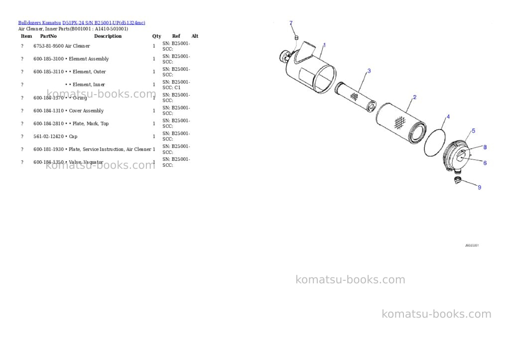 Komatsu D51PX-24 S/N B25001-UP Parts catalog cover Page 7