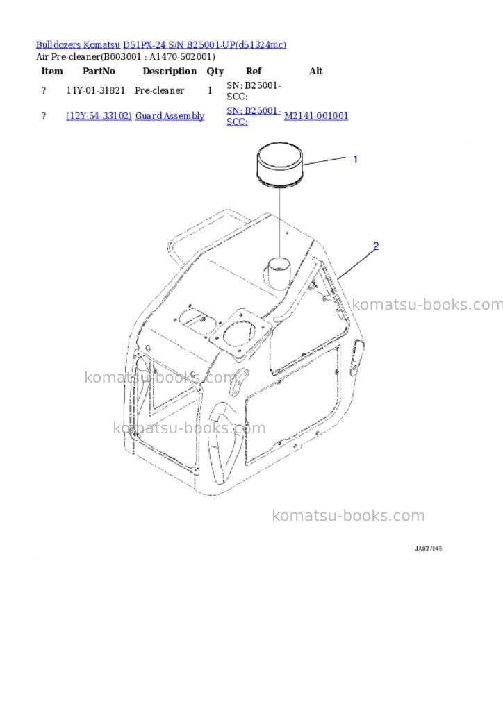 Komatsu D51PX-24 S/N B25001-UP Parts catalog cover Page 9