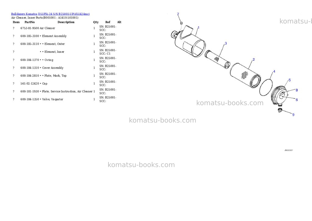 Komatsu D51PXi-24 S/N B25001-UP Parts catalog cover Page 7