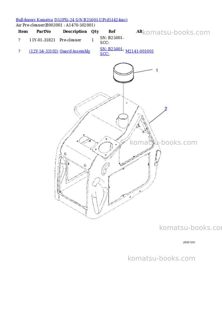 Komatsu D51PXi-24 S/N B25001-UP Parts catalog cover Page 9
