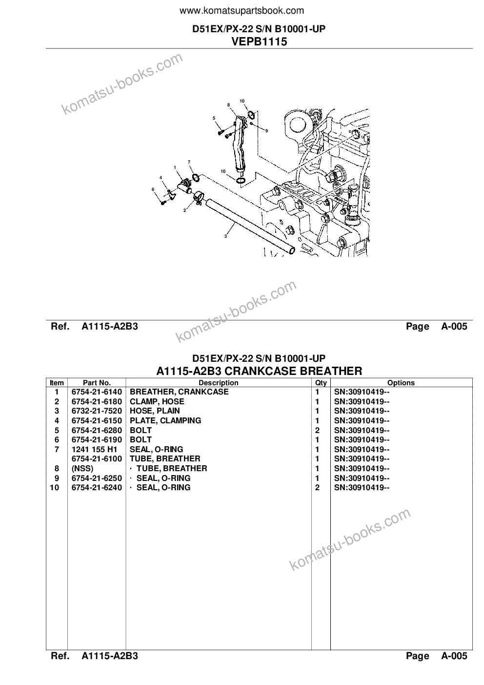 Komatsu d51ex/px-22 s/n b10001-up Parts catalog cover Page 5 Komatsu d51ex/px-22 s/n b10001-up Parts catalog cover Page 5