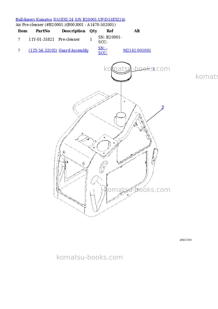 Komatsu d51exi-24 s/n b20001-up Parts catalog cover Page 9