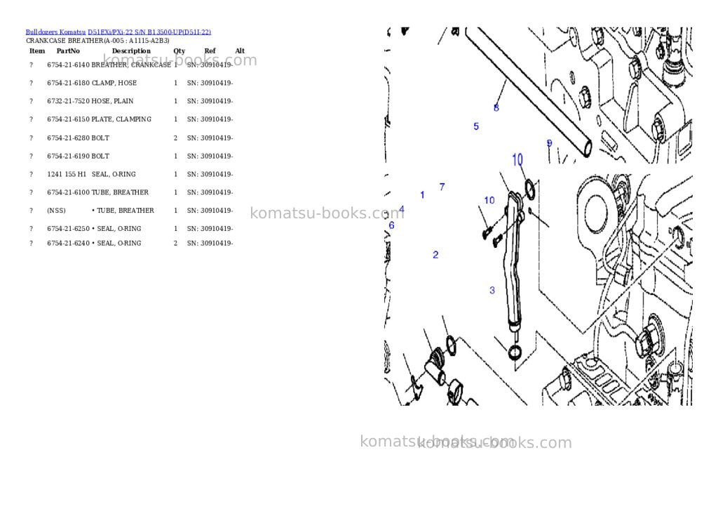 Komatsu d51exi/pxi-22 s/n b13500-up Parts catalog cover Page 2 Komatsu d51exi/pxi-22 s/n b13500-up Parts catalog cover Page 2