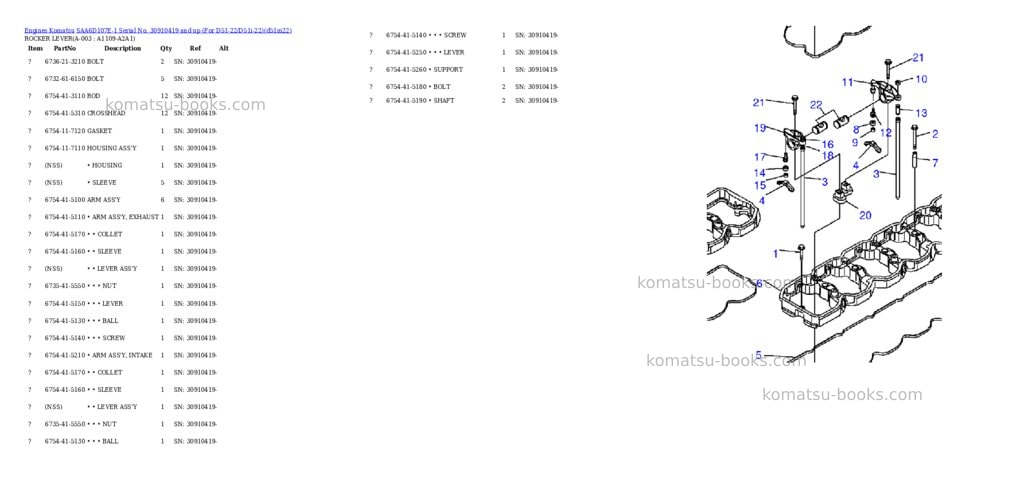 Komatsu SAA6D107E-1 Serial No. 30910419 and up (For D51-22/D51i-22) Parts catalog cover Komatsu SAA6D107E-1 Serial No. 30910419 and up (For D51-22/D51i-22) Parts catalog cover