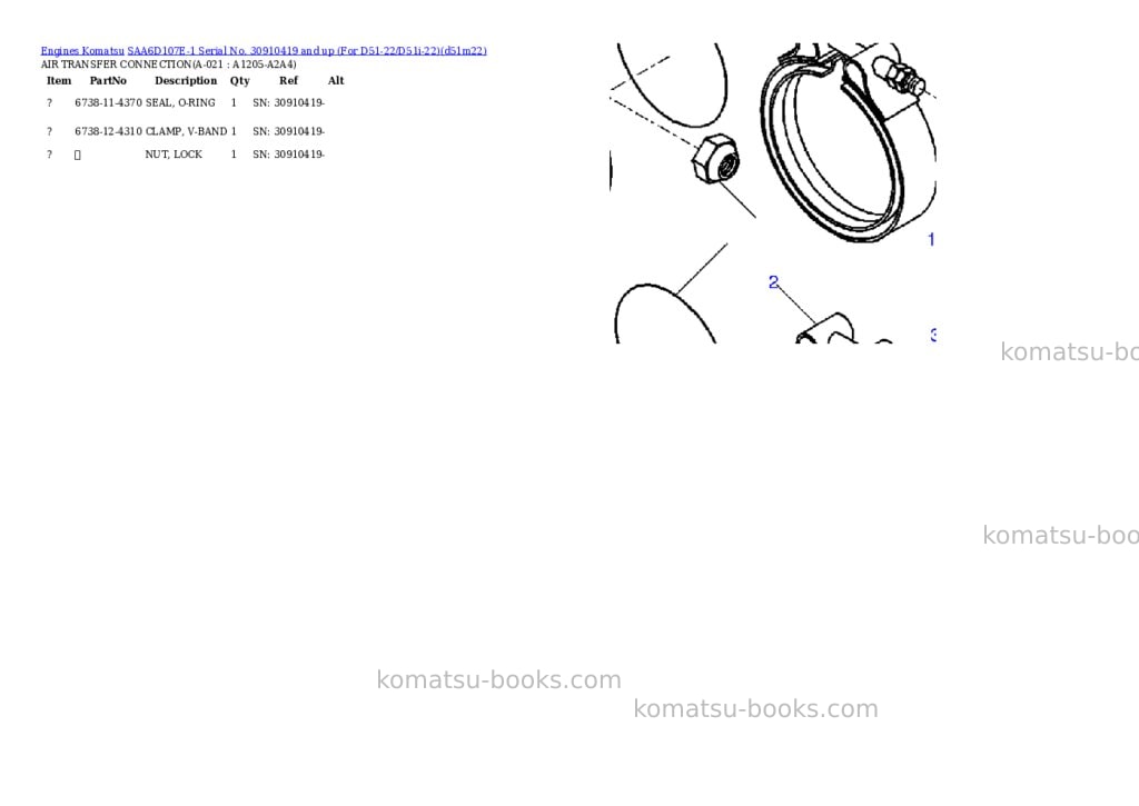Komatsu SAA6D107E-1 Serial No. 30910419 and up (For D51-22/D51i-22) Parts catalog cover Page 10 Komatsu SAA6D107E-1 Serial No. 30910419 and up (For D51-22/D51i-22) Parts catalog cover Page 10