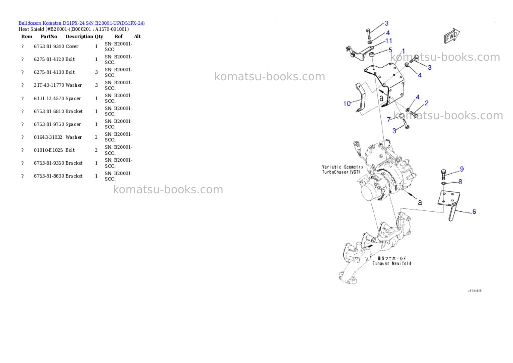 Komatsu d51px-24 s/n b20001-up Parts catalog cover