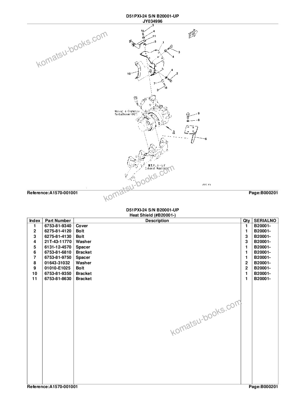 Komatsu d51pxi-24 s/n b20001-up Parts catalog cover Page 6