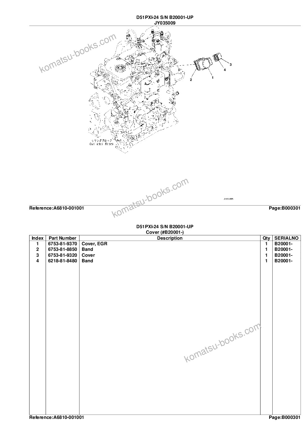 Komatsu d51pxi-24 s/n b20001-up Parts catalog cover Page 8