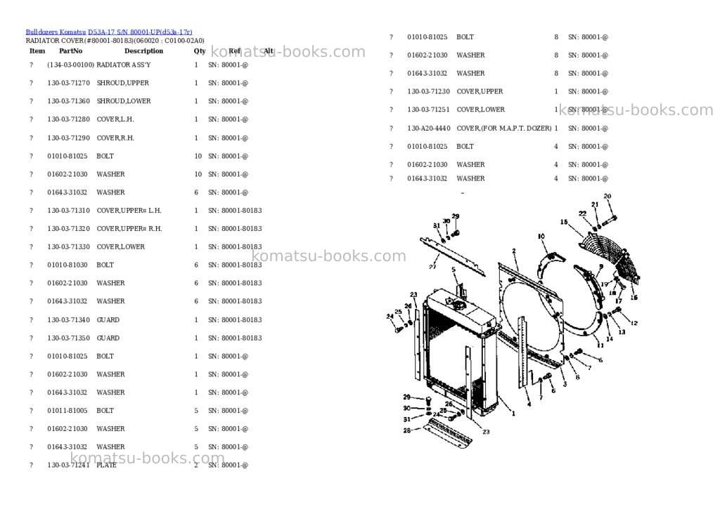 Komatsu D53A-17 S/N 80001-UP Parts catalog cover Page 3