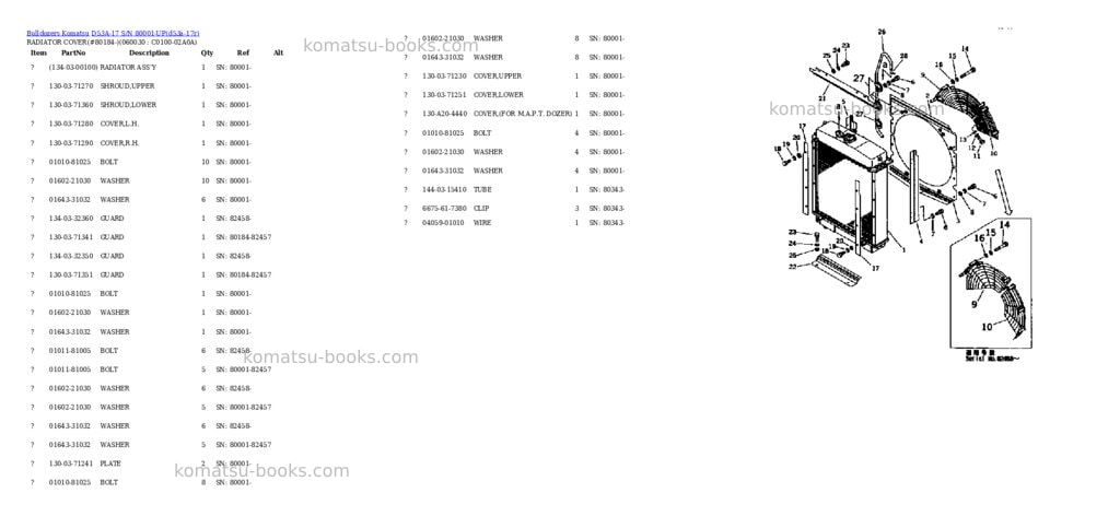 Komatsu D53A-17 S/N 80001-UP Parts catalog cover Page 4