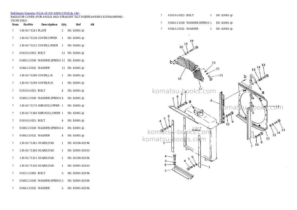 Komatsu d53a-18 s/n 83001-up Parts catalog cover Page 7 Komatsu d53a-18 s/n 83001-up Parts catalog cover Page 7