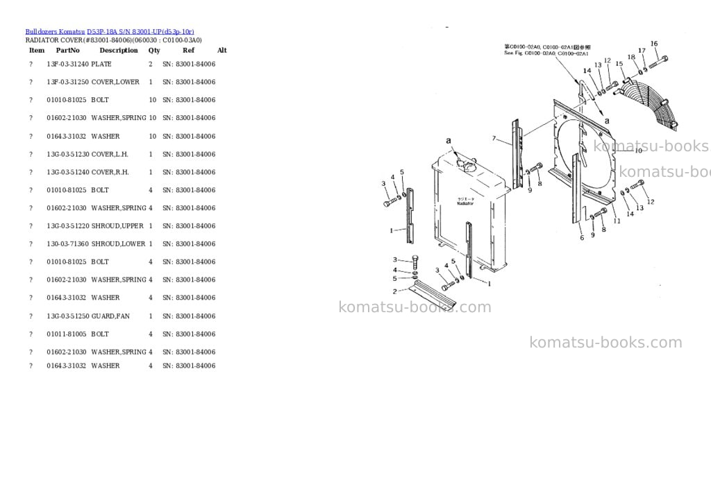 Komatsu d53p-18a s/n 83001-up Parts catalog cover Page 4 Komatsu d53p-18a s/n 83001-up Parts catalog cover Page 4