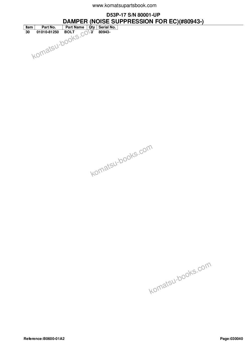 Komatsu D53P-17 S/N 80001-UP Parts catalog cover Page 8