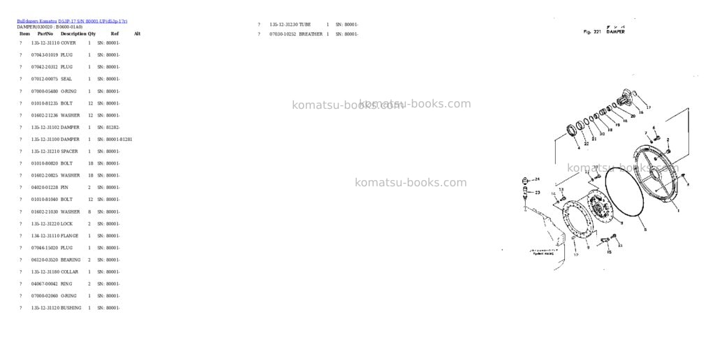 Komatsu d53p-17 s/n 80001-up Parts catalog cover
