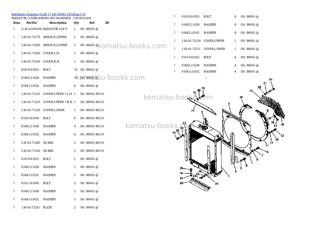 Komatsu d53p-17 s/n 80001-up Parts catalog cover Page 3