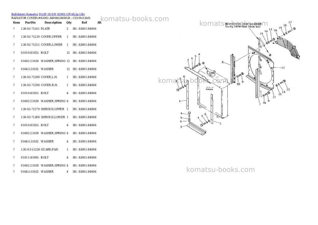 Komatsu d53p-18 s/n 83001-up Parts catalog cover Page 4 Komatsu d53p-18 s/n 83001-up Parts catalog cover Page 4