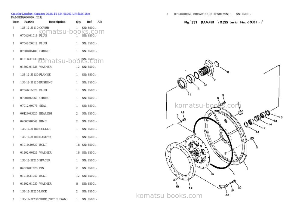 Komatsu D53S-16 S/N 65001-UP Parts catalog cover Page 10